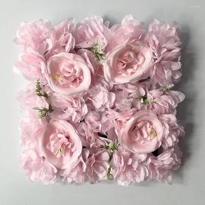 Flores decorativas 6 piezas Paneles de pared de flores de boda Silk Rose Floral Faux For Home Decor Shop Party Po Fackdrop
