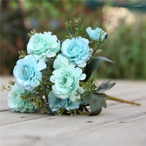 Flores decorativas 7 tenedores / bouquet Peony Flower Flower Silk Wedding Home Decoration Rose