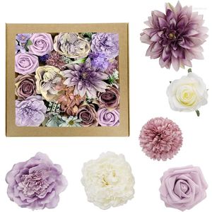 Boîte-cadeau de fleur artificielle des fleurs 91AD décoratives avec des boîtes florales d'arrangement de feuilles