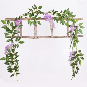 Fleurs décoratives artificielles 2 mètres, guirlande de fleurs de glycine, vignes d'arbre, fausses bandes, décoration de mariage/décoration de tuyaux
