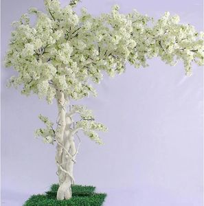 Flores decorativas Flose de cerezo artificial planta de árboles blancos grandes viñas falsas en el interior de la oficina en el hogar al aire libre boda de la oficina en el hogar