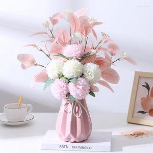 Fleurs décoratives chrysanthème artificiel ensemble fausse fleur feuille tige pour bricolage Bouquets de mariage Arrangements fête décorations pour la maison