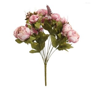 Fleurs décoratives Artificielle Rose Foncé Pivoine Bouquet De Fleurs En Soie Fête De Mariage Décor À La Maison Royaume-Uni