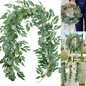 Fleurs décoratives vignes d'eucalyptus artificielles fausses plantes lierre pour mariage guirlande suspendue en soie rotin maison décoration de jardin verticale