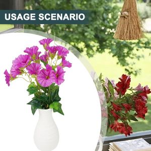 Flores decorativas Artificial Fake Morning Glory Silk Petunia Orchid Cesta colgando vibrantemente para el Home Garden Bouble