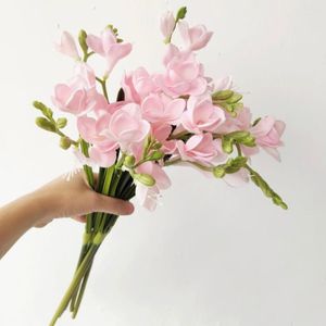 Fleurs décoratives bouquet de fleurs artificielles orchidée de neige parfumée vraie sensation fête de mariage salon table réglage faux décor