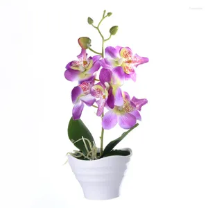 Fleurs décoratives Fleur artificielle cinq têtes papillon orchidée Bonsaï Simulation Verte Plant Créative Decoration Potted