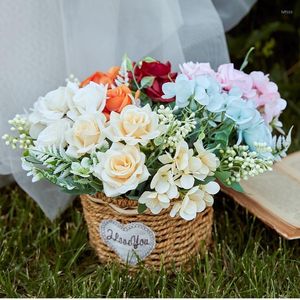 Fleurs décoratives Fleur Artificielle Gardenia Soies Pour Décorations De Mariage Blanc Faux Fowers Table Maison Vase Partie DIY Cadeau Bouquet Événements