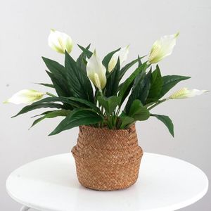 Flores decorativas Flor artificial Difícil de desvanecer Arte Decoración Durable Hermosa Textura fina Simulación Spathiphyllum Sin riego