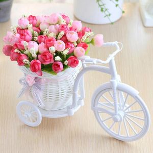 Flores decorativas, flores artificiales, bicicleta nostálgica, jardín, bicicleta, decoración, soporte de planta, Mini para decoración de boda y hogar