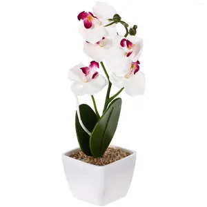 Fleurs décoratives fleur artificielle phalaenopsis fausse orchidée en pot orné de vrac en plastique vases