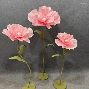 Flores decorativas artificiales para decoraciones de boda o decoración del hogar de flores rosadas, escaparate de tienda de colores