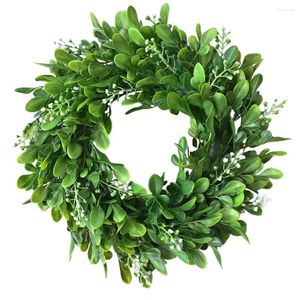 Fleurs décoratives Garland artificielle fausse eucalyptus arbre à feuilles vertes de mariage décoration de couronne de mariage feuille de porte d'entrée en plastique