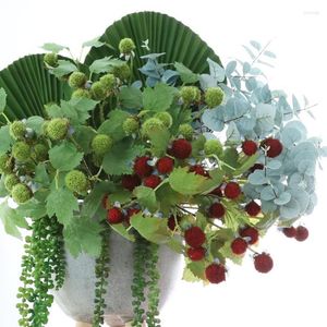 Fleurs décoratives artificielles feuilles vertes plante magique boule de fruits rouges fausse branche maison El mariage décor Floral