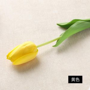 Flores decorativas plantas verdes artificiales amarillo naranja blanco elegante tulipán flor falsa madera Betony Narcissu Bonsai