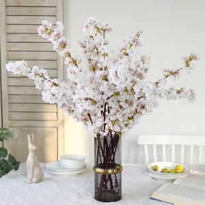 Fleurs décoratives plantes vertes artificielles branche de cerisier japonais rose blanc fausse fleur asperges aloès bonsaï