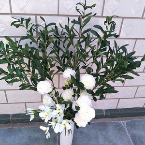 Flores decorativas Ramas de oliva artificial Tallos de vegetación Eucalipto falso para Bouquets Bouquets Boda Floral Decoración