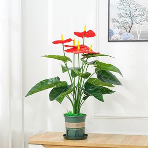 Fleurs décoratives Plantes artificielles avec pot 70 cm de haut de style boho faux érable taro monstera pour décorations nordiques de bureau décor de bureau