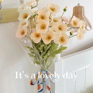 Fleurs décoratives Artificielle Pavot Soie Longue Tige Maison Jardin Table Décor DIY Partie De Mariage Bouquet De Mariée Décoration