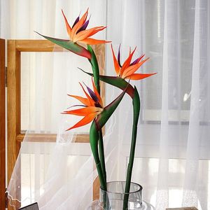 Fleurs décoratives artificielles Real Touch Flower Bird of Paradise Strelitzia Floor Fake 80cm Room Wedding Party décor