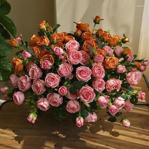 Fleurs décoratives artificielles Rose Bouchon de soie de soie 23 