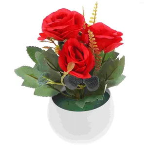Flores Decorativas Plantas En Macetas Emuladas De Rosas Artificiales Adornos Falsos Rosas Bonsai Flor De Seda Pequeña Realista En Decoración De Cumpleaños para