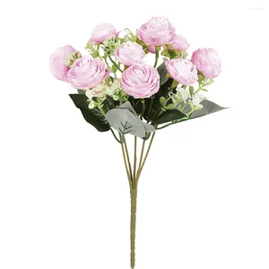 Fleurs décoratives artificielles Boulons de rose Bulles de mariage Cérémonie de silk tissu de soie fausse bouquet maison décor floral clair violet