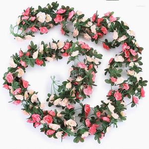 Flores decorativas guirnalda de rosas artificiales DIY arco de boda decoración de jardín hogar pared de salón colgante primavera otoño planta falsa vid
