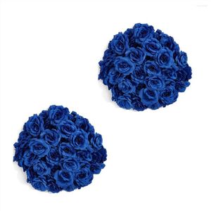 Flores decorativas Cabezas de flores de rosas de seda artificiales 100 piezas para decoración de ropa de sombrero Boda (azul oscuro)