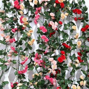 Fleurs décoratives artificielles en soie, vignes de fleurs blanches, fausses guirlandes de roses suspendues, décoration d'arc de jardin pour fête de mariage