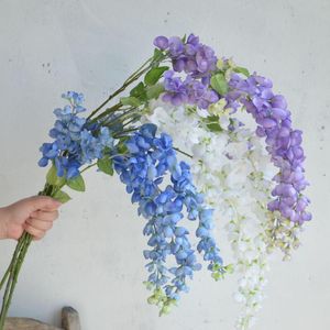 Fleurs décoratives Glycine Artificielle Suspendue Faux Tige En Violet/Bleu/Blanc Mariage/Maison Centres De Table DIY Arrangement Floral