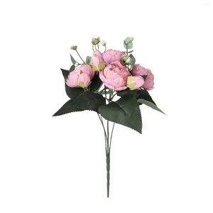 Fleurs décoratives Automne Artificielle Pivoine Rose Home Party Mariage Roses Bouquet Bush