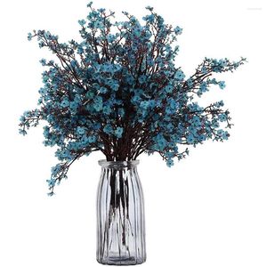 Fleurs décoratives Souffle de bébé Tissu Tissu Artificiel 10 Bundle Européen Faux Soie Plantes Décor Décoration De Fête De Mariage -Bleu