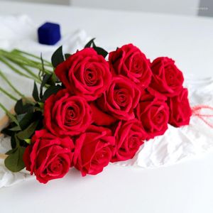 Fleurs décoratives Belle Rose Bouquet De Soie Artificielle Mariée Vases De Mariage Pour La Décoration De La Maison Saint Valentin Cadeaux