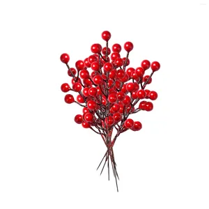 Fleurs décoratives Picks de baies - 12 tiges rouges artificielles décorations d'arbre de Noël 7,5 pouces pour Christma Decors de la maison