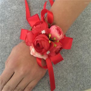 Fleurs décoratives mariée poignet Corsage femmes main artificielle Rose décoration de fête de mariage