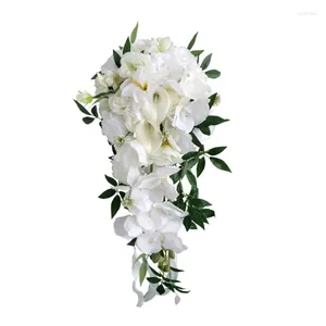 Fleurs décoratives Bridesmaid Bouquet Artificial Flower Combo Wedding Bridals Hold Rose for Bride 50lb
