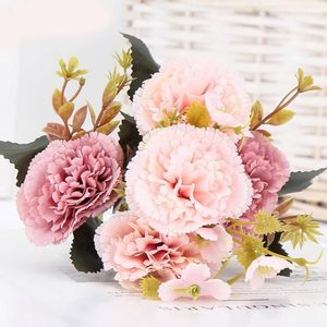 Oeillets de fleurs décoratives artificielles, 10 têtes, fausses en soie, pour noël, décoration de mariage, maison, bricolage, Gif de fête des mères