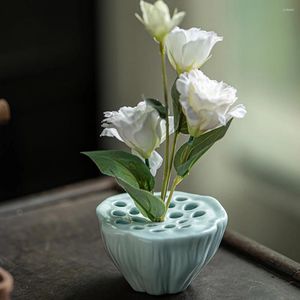 Flores decorativas cerámica lotus olla pod sas bordera macetas de recipiente de cojinetes de decoración de cerámica