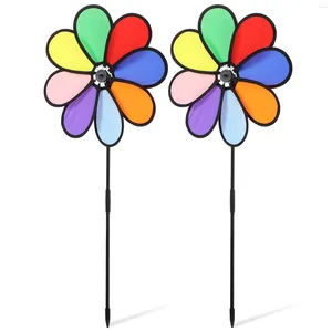 Flores decorativas para habitación de niños, molinillo de tela para exteriores, flor de césped, hilanderos de viento, decoración para niños