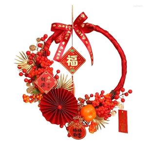 Flores decorativas Guirnalda de año chino Puerta de entrada de invierno 2024 Artificial para celebración interior Festival Jardín Durable