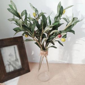 Fleurs décoratives Noël artificiel olive vert feuilles arbre branche fausse plante po accessoires pour la maison de chambre à coucher de chambre à coucher fête de mariage