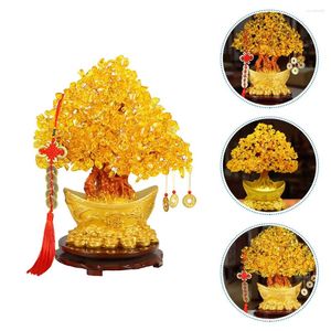 Fleurs décoratives Citrine Macrocarpa classique Style chinois décoration arbre cristal Statue ornement maison parure argent bonsaï chance