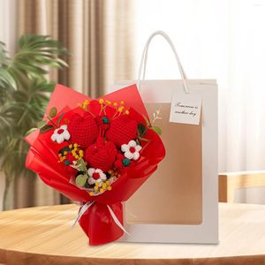 Fleurs décoratives complétées au Crochet tulipes Bouquet de fleurs artificielles pour les fournitures de fête de mariage anniversaire Festival El