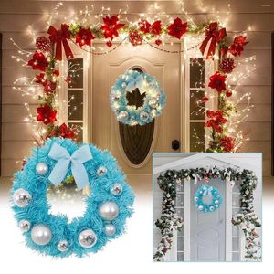 Flores decorativas caja de regalo de lazo azul creativa OfGarland decoración de pared de Navidad puerta guirnalda ventana colgando en la grieta delantera