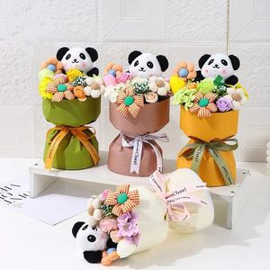 Flores decorativas creativas lindo panda muñeca flor de flores de San Valentín Regalo de cumpleaños de San Valentín Eternal