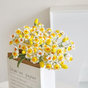 Flores decorativas Simulación creativa Narcisos de ganchillo hechos a mano Productos terminados al por mayor Bonsai tejido Arte floral Regalo del día de la madre