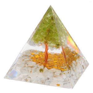 Flores decorativas Árbol de cristal Pirámide Adorno para el hogar Colección de meditación Escritorio Decoración superior Yoga Escritorio Piedra Artesanía Oficina