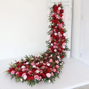 Fleurs décoratives personnalisées Rose Hortensia bébé souffle coureurs mariage toile de fond événement Floral fête scène déco Table fleur coureur fenêtre