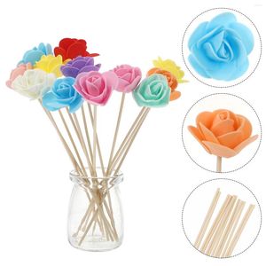 Flores decorativas Difusor Sticks Flor Reed Aroma Oil Stick Reeds Essential Volatil Wood Scent Set Floral Rattan Rose